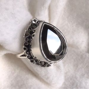 Elite Shungite Solitaire Ring In Artisan Sterling Silver